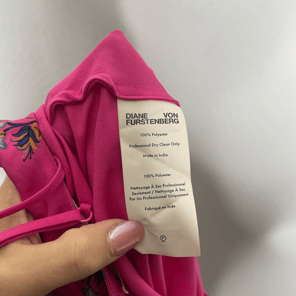 DIANE VON FURSTENBERG DVF Ruffle Cuff Dress in Floating Lily Ranunculus womens M - Picture 7 of 8